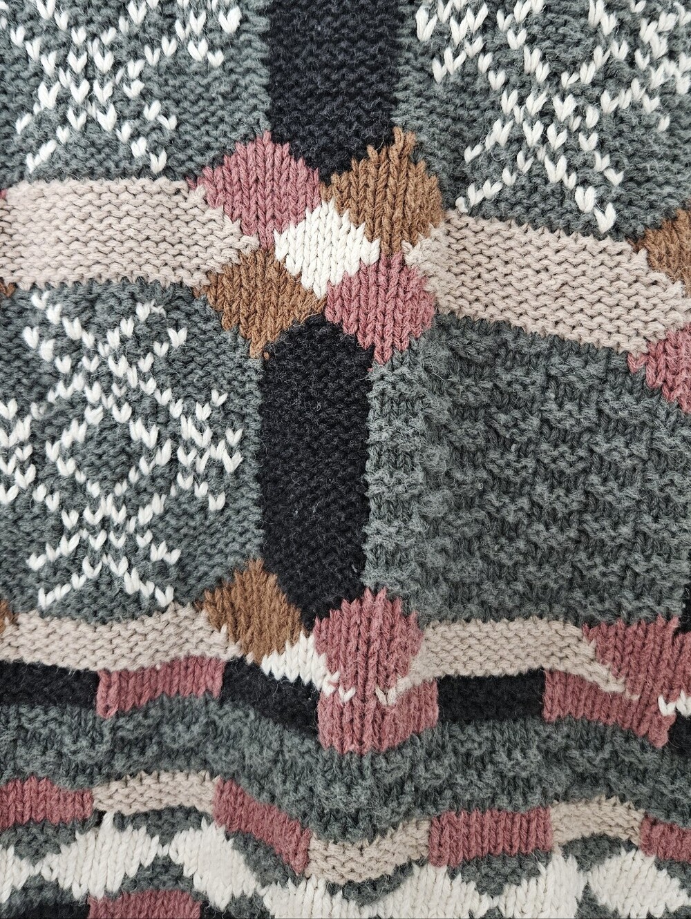 vintage 90s cottage grunge chunky knit granny patchwork sweater y2k boho sweater - Picture 6 of 7